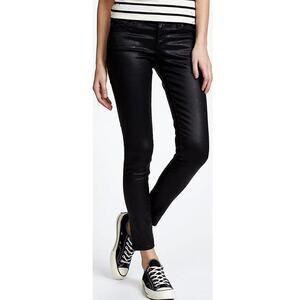 AG Adriano Goldschmied The Legging Ankle Leatherette Coated Black Jeans –Sz 25R